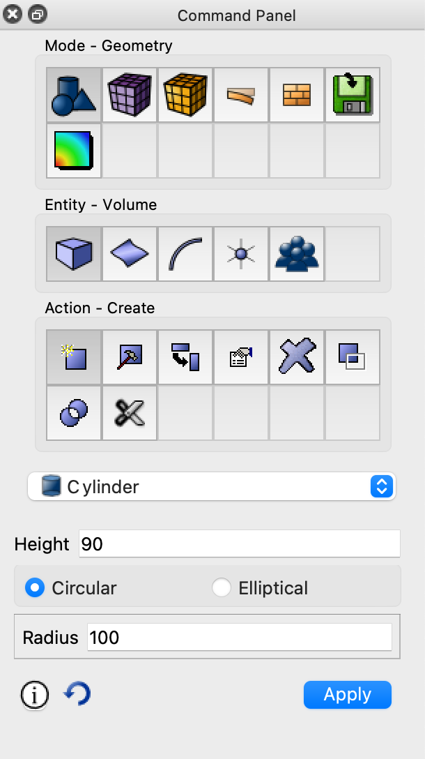 Command panel for a cylinder