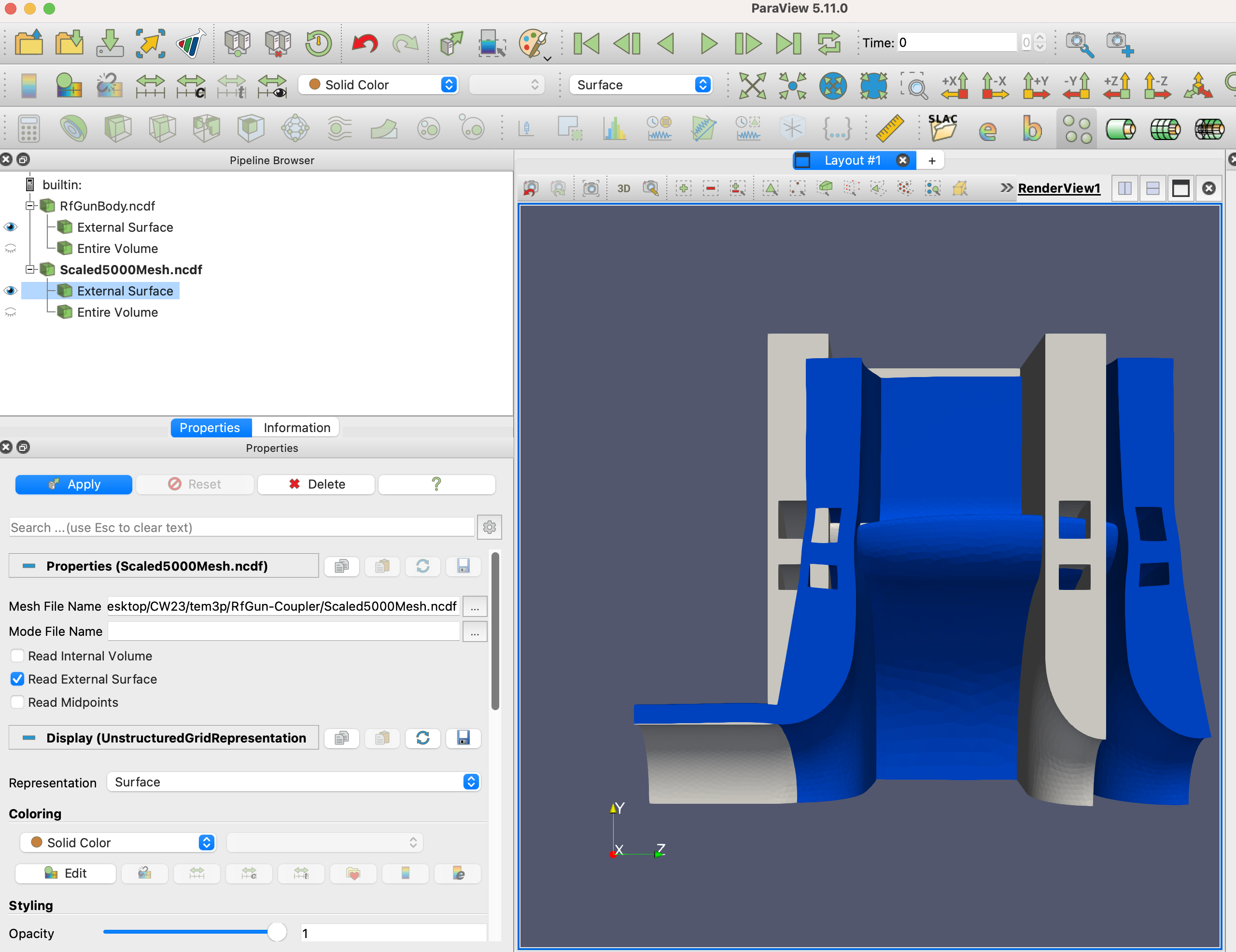 Deformed mesh scaled 5000 times